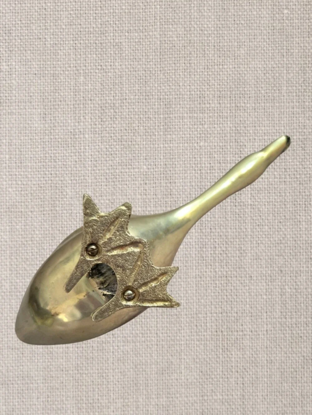 Golden Brass Goose Figurine Shelf Sitter, Bohemian Farmhouse Metallic Decor